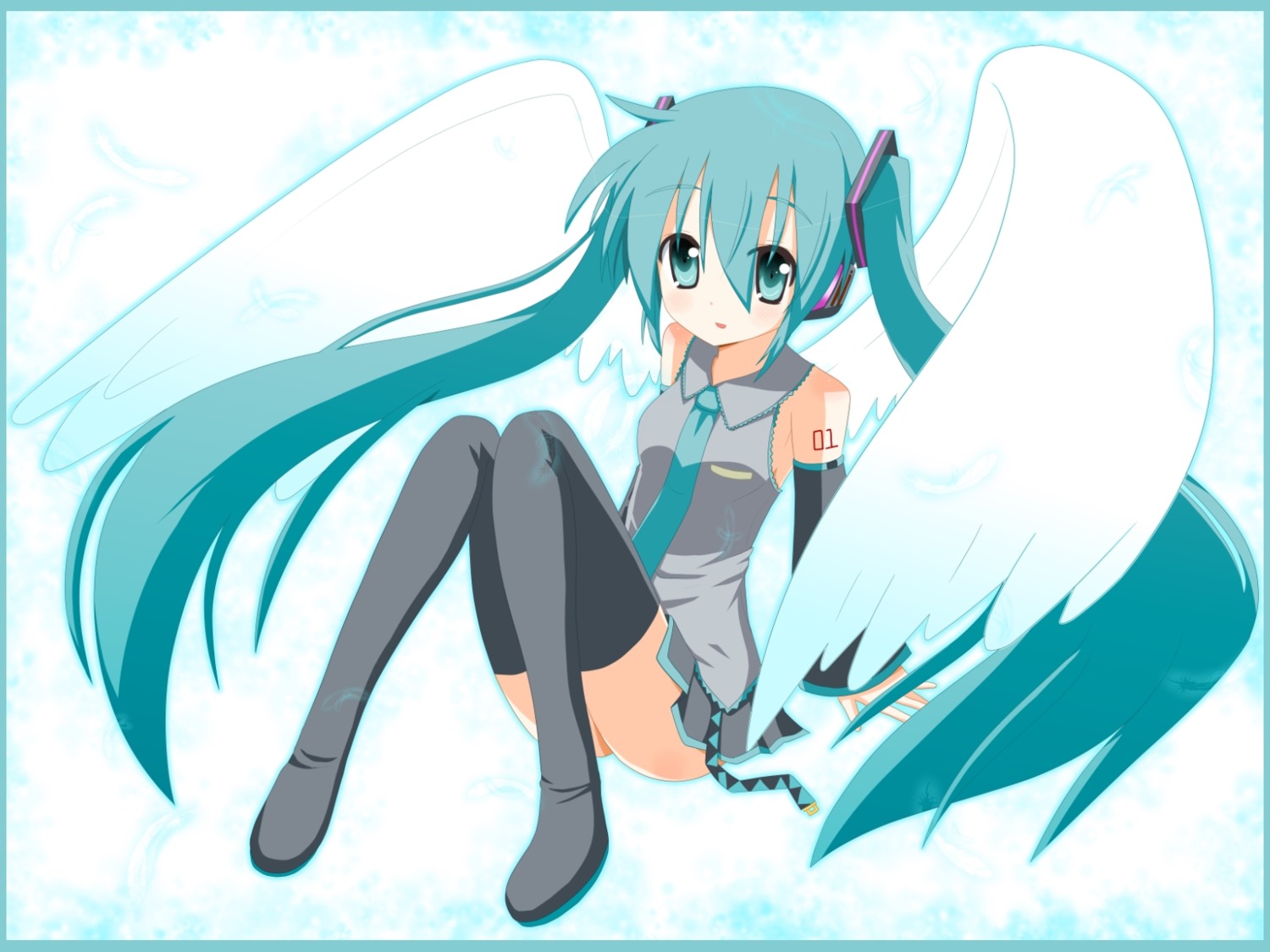 Minami Vocaloid Hatsune Miku Thighhighs Wallpaper Wings 124158 Yandere 7679